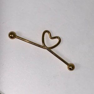 14 Gauge Gold Industrial Heart Piercings